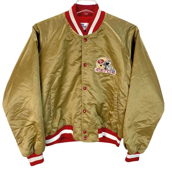 Vintage CHALK LINE SAN FRANCISCO 49ers Jacket Snap Closure Gold Red Size KIDS XL - Picture 1 of 9